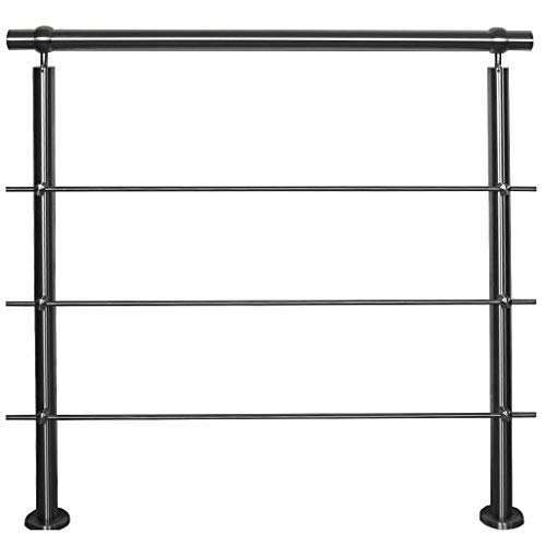 TIBU Edelstahlgeländer Aufmontage für Balkon Terrasse Treppe mit waagerechten Streben-Variante: mit 3 Streben-Länge: 2,4 m ink. 3 Pfosten TIBU Edelstahlgeländer Aufmontage für Balkon Terrasse Treppe mit waagerechten Streben-Variante: mit 3 Streben-Länge: 2,4 m ink. 3 Pfosten