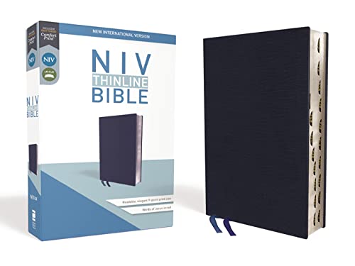 NIV, Thinline Bible, Bonded Leather, Navy, Indexed, Red Letter Edition: New International Version, Navy, Thinline, Red Letter