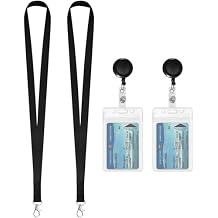 2 Pack Cruise Lanyards with Waterproof ID with Retractable Reel for id Card Badges Holders Black