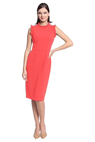 Image of Maggy London Womens Ruffle Neck and Armhole Sheath Dress