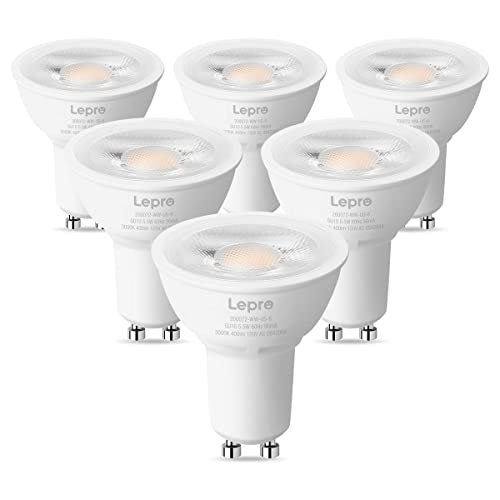 Lepro GU10 LED Bulb Dimmable, 50W Halogen Equivalent Light Bulbs, 5.5W 3000K Soft Warm Light Replacement for Recessed Track Lighting,40°Spotlight for Kitchen Range Hood Living Room & Bedroom