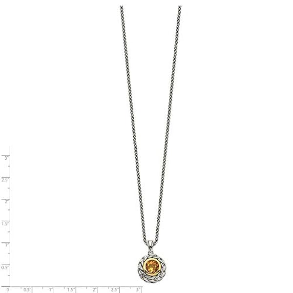 Diamond2deal Argento sterling e oro 14 K citrino collana 45,7 cm