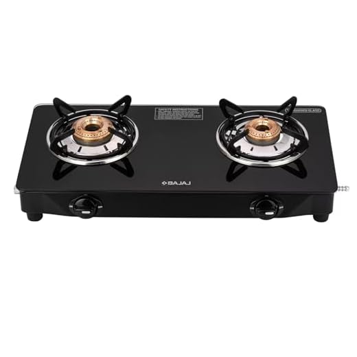 Bajaj UCX 2B Powder Coated Glasstop Gas Stove | 2 Burners | Black | Manual Ignition Cooktop Modern Glass Stove for Modular Kitchen, ISI Certified & Compatible with LPG