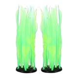 CAPASTEC Aquarium Glowing Kelp Plant, Soft Silicone Glowing Fish Tank Decorations, Fluorescence Coral Decor for Aquarium Decor Green 2pcs