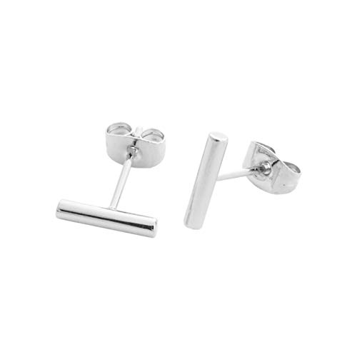 Honeycat Rounded Midi Bar Stud Earrings in Gold, Rose Gold, or Silver in 10mm or 5mm | Minimalist, Delicate Everyday Jewelry (Silver, 10mm)