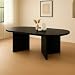 Produktbild trelevo Esszimmertisch 160x90 cm, Schwarze-Optik, Tischplatte gerade Kanten 40mm, ovealer Esstisch, Tischbeine V-Form, Holztisch Esszimmer