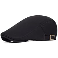 HIQIU Verstellbare Schiebermütze Herren Baumwolle Schirmmütze Barett Flatcap, Baskenmütze Gatsby Newsboy Cap Herren Barett Cap (DE/NL/SE/PL, Alphanumerisch, M, L, Schwarz)