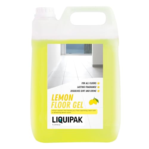 Liquipak Lemon Floor Gel 5L – concentrated lemon fragranced floor cleaner, powerful degreaser & multi-surface solution for sparkling clean floors
