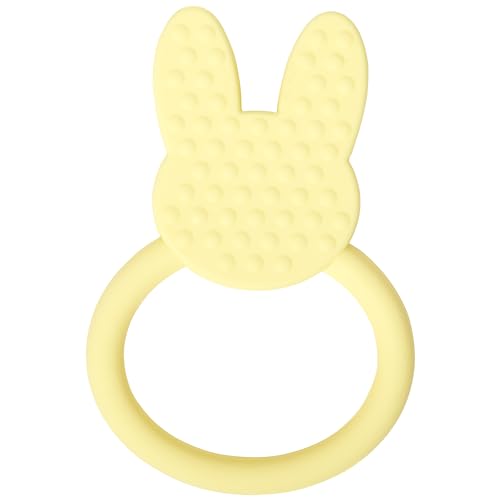 Image of C.R. Gibson BPA-Free Silicone Baby Teether, 4.25 inch x 3 inch, Bunny | 100% food-grade, Easy-grip ring, Raised texture, Lightweight, Supports sensory exploration