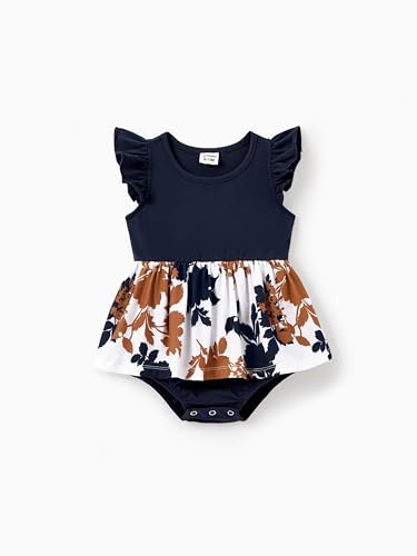 Image of PATPAT Family Matching Outfits Mommy and Me Outfits Floral Dress & Tee Sets | Couples Matching Outfits, Women Girl Flutter Sleeve Dress, Men Boy Cotton Blend T-shirts, Beach Vacation, Family Photoshoot