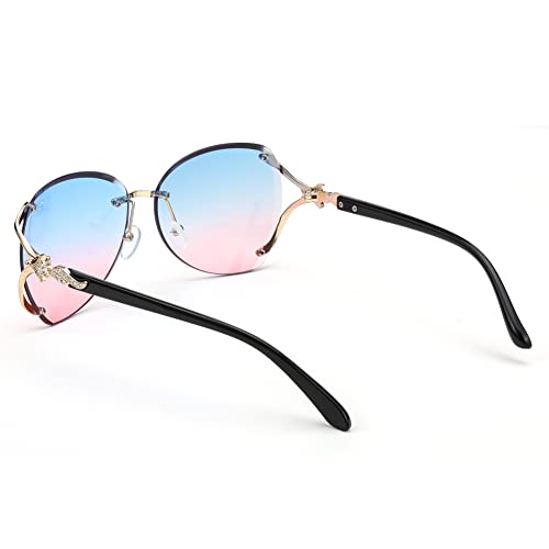 FEISEDY Classic Rimless Sunglasses Women Metal Frame Diamond Cutting Lens Ladies Large Fox Shades B41103