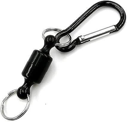 Black Fishing Strongest Magnetic Net Release Magnet Clip Holder Retractor, Quick Release Keychain with Super Strong Magnet, KeychainMagnet Carabiner Fly Fishing Magnetic Buckle Fishing Equipment