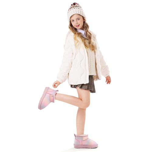 Stelle Kids Snow Boots Girls Boys Winter Ankle Boots Outdoor Warm Slip On Faux Fur Lined Shoes for Toddler/Little/Big Kid2