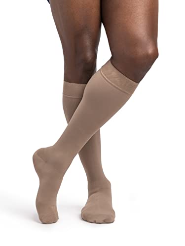 Image of DYNAVEN Opaque Men's Closed Toe Grip Top Knee-High Stockings 20-30mmHg