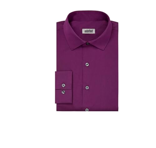 Image of Kenneth Cole REACTION Unlisted Men's Slim Fit Solid Cotton Spread Collar Full Sleeves Formal Dress Shirt