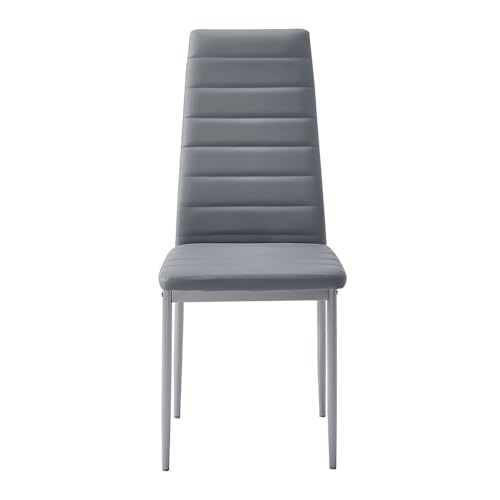Panana Set of 6 Modern Dining Chairs, Kitchen Chair Leather with Solid Metal Legs andThick Padded Seats (Grey) - Image 8