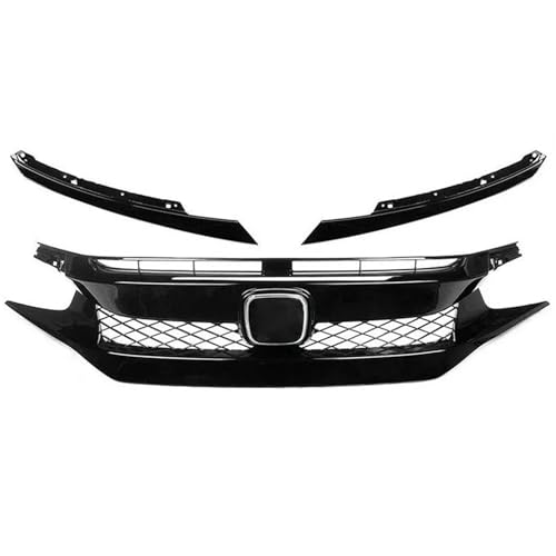 Grille avant pour Civic 10 de 2016 à 2021 maille noire type 2 de pare-choc