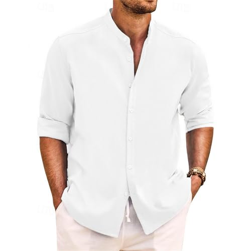 Chemise en lin homme coupe droite anti-chaleur à manches longues