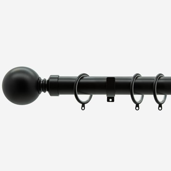 Matt Black 28mm Ball Fixed Length Metal Curtain Pole