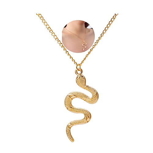 Cjiayujew Gold Snake Layered Chunky Necklace Layered Serpent Pendant Necklace For Women Men Gothic Snake Pendant Multilayered Long Chain Bohemian Choker Jewelry (Single Layer Necklace-Gold) #TOP20