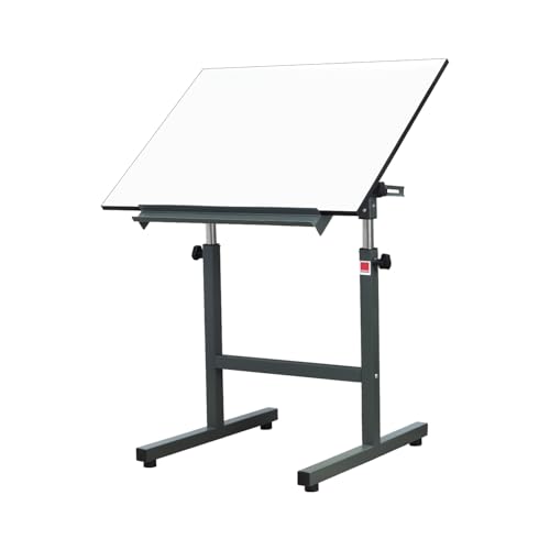 Image of Isomars A1 Adjustable Drafting Table, Green Finish, Height Adjustable 35 inch to 47 inch, 180 Tilting Drawing Board, Professional Art & Drafting Desk for Architects, Engineers, Artists & Designers