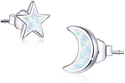 Opal Stud Earrings for Women Girls Kids Teens 925 Sterling Silver Small Cute Stud Earrings Owl Turtle Cat Unicorn Animal Hypoallergenic Earrings for Sensitive Ears Valentine's Day Birthday Mother's Day Gifts