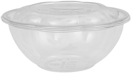 Eco-Products Clear Disposable PLA Plastic Salad Bowl with Lid, Eco-Friendly Compostable Take Out Salad Container, 24 oz, Case of 150