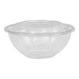 ECO PRODUCTS Compostable 24oz Salad Bowl, Clear PLA Plastic, With Lid, Case of 150, Grab 'n' Go Round Cold Takeout Food Containers, Renewable Plant-Based, Disposable, ASTM Compliant, BPI-Certified