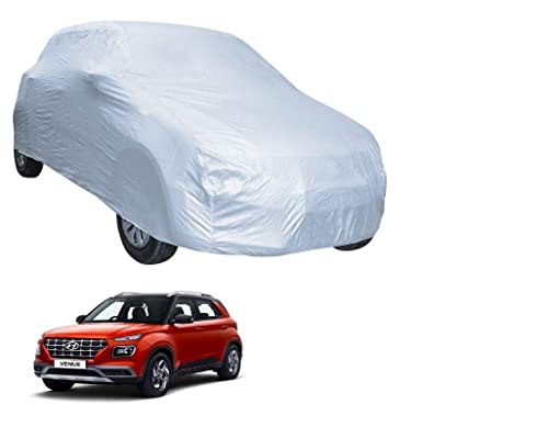 Image of Auto Hub Car Cover Compatible with Hyundai Venue with Weather Proof, Triple Stitched, Venue Car Cover- Plain Silver