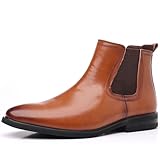 DADAWEN Homme Bottine Chelsea Cuir Confortable Classiques Ankle Boots  Marron 39