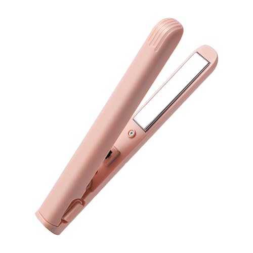 Lisseur Cheveux, 2 en 1 Mini fer à Lisser en Céramique, outil de lissage portable, Mini Lisseur Cheveux Court, Chauffage rapide en 30 secondes, température constante à 170 °C, rose