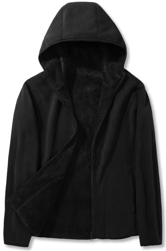 Cromoncent Men's Full Zip Reversible Polar Fleece Hoodie Jacket