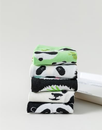 5 Pairs Cute Cartoon Animals Print Cotton Ankle Socks for Women Teens3
