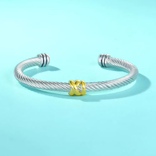 Image of UNY Jewel Bracelet Designer Brand Inspired Women Jewelry 4.5mm Thin Twisted Cable Wire Bangle Gem Stone Christmas Day Gift
