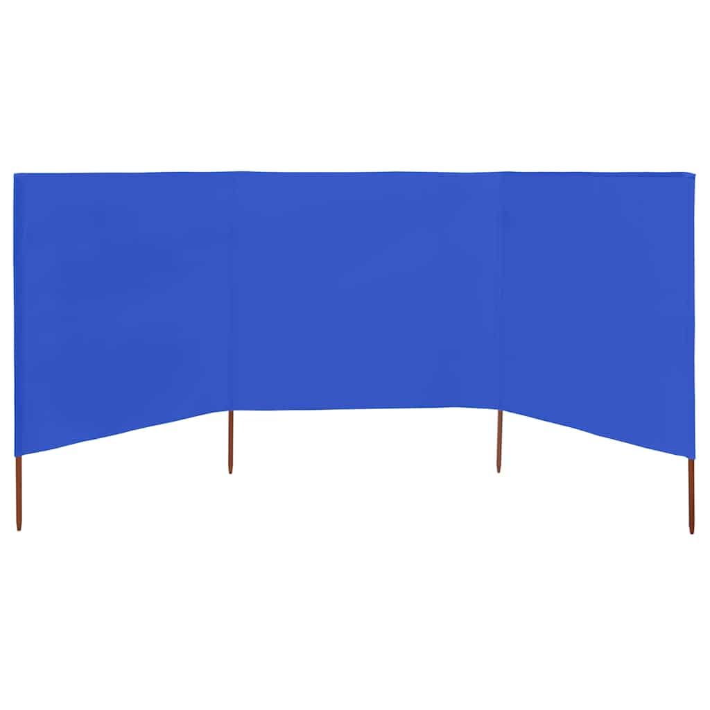 Paravento da spiaggia a 3 pannelli, tessuto blu celeste, 400 x 120 cm, antivento per campeggio, paravento per spiaggia e giardino