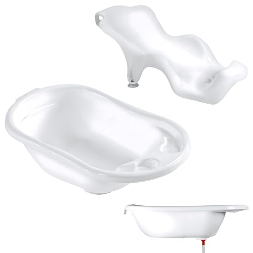 Bañera para bebé recién nacido XL con hamaca ergonómica antideslizante, no necesita cojín, con ventosas para mayor fijación CoolDreams