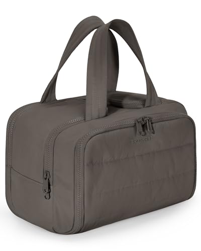 Image of BAGSMART Travel Toiletry Bag, Crush Toiletry Bag for Women, Wide-open Puffy Toiletry Bags for Traveling, Large Travel Cosmetic Makeup Bag Organizer for Accessories,Toiletrie (Charcoal Gray)
