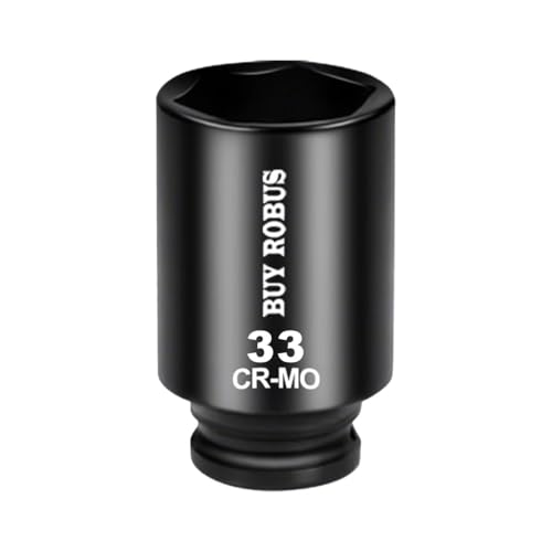 33mm Socket 1/2 Drive Deep Impact Metric Socket 6 Point CR-MO for Easy Removal of Axle Nut