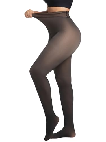 Image of Blostirno Women's Fleece Lined Tights Thermal Pantyhose Leggings Opaque Winter Warm Thick Stockings Tights