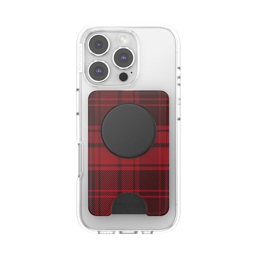 Image of PopSockets Phone Wallet for MagSafe, Phone Card Holder with Grip, Fall - Buffalo Check