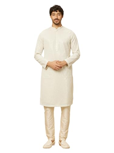 Kurta pyjama pour homme brodé Manyavar : un ensemble d'exception en georgette