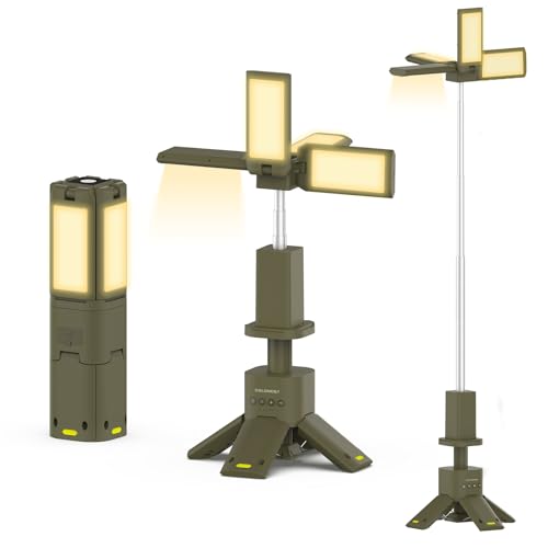 COLONOST Wireless Magnetic Camping Light with Telescoping Pole (285-1100mm) - 3 Mode Dimmable LED, 14000mAh Portable Power, Waterproof Design for Tent & Outdoor Emergencies