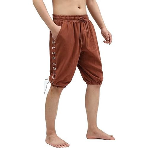 Pantalones cortos de pirata de vikingos medievales para disfraz renacentista colonial hombre 5
