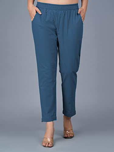 Image of Regular Fit Fully Elastic Waist Ankle Length Premium Cotton Casual Trouser Pant (Combo Pack of 2)