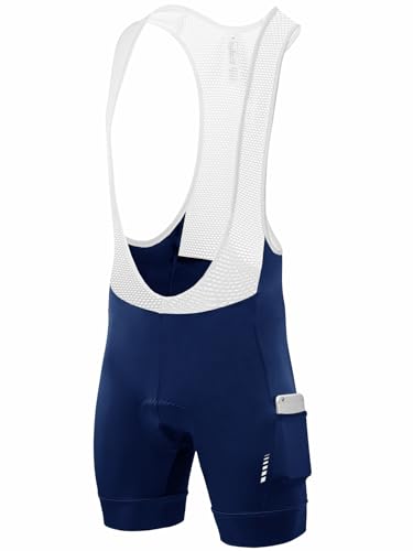 qualidyne Cycling Bibs Men, 4D Padded Road Bike Bib Shorts with Pockets, Biking Bicycle Shorts UPF50+ Blue