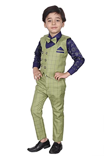 Image of Stylish 3-Piece Waistcoat, Shirt, Trouser and Bow-Tie Suit Set VC003