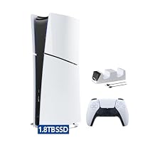 PlayStation 5 Slim Upgraded 1.8TB Digital Edition Console, Controller and Mytrix Controller Charger - White, Slim PS5 1.8TB PCIe SSD Gaming Console