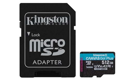 Kingston Canvas Go Plus 512GB microSD Card | Up to 200MB/s | Class 10, UHS-I, U3, V30, A2 | SDCG4/512GB