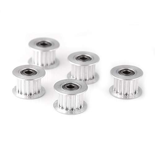 Wide Belt Timing Pulley, 5pcs 2GT 6mm/10mm 16T/20T 3mm/5mm Teeth Aluminum Timing Pulley Wheel for 3D Printer(6mm 3mm 16T