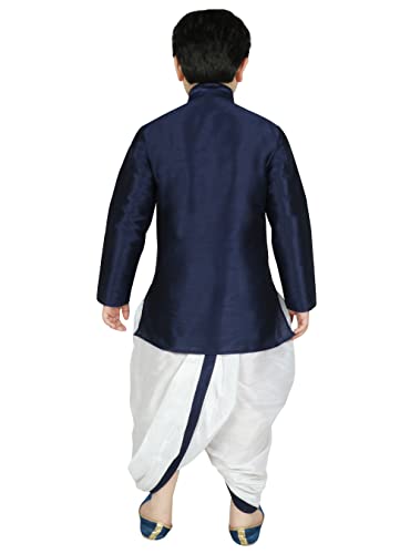 Image of SG YUVRAJ Boy's Raw Silk Kurta Dhoti Set